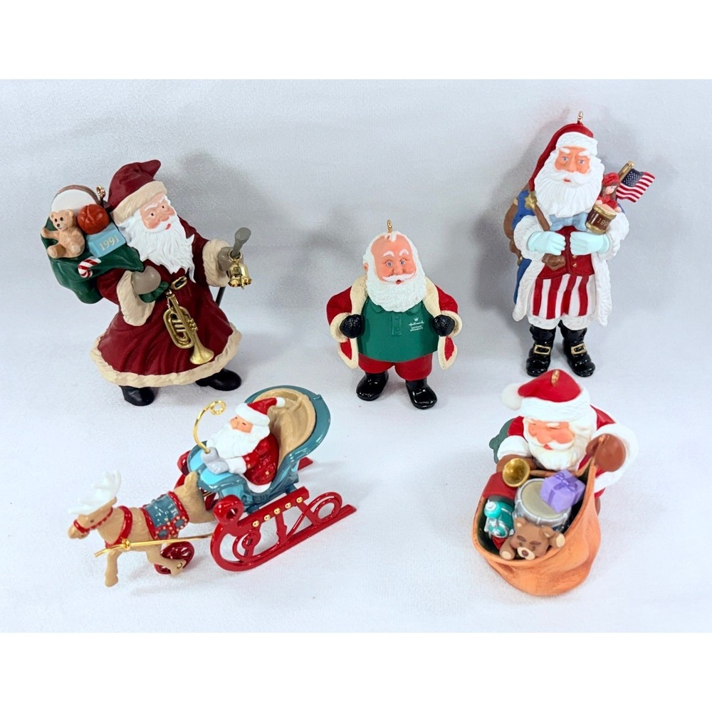 Hallmark Vintage Keepsake Santa Claus Christmas Ornaments Lot of 5